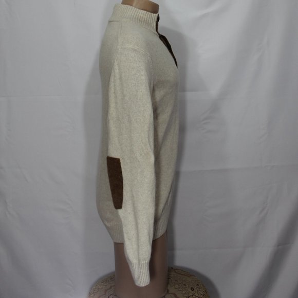 Lorenzo Magni Florence Italy 4 Buttons Neck Wool Cream Brown Men   Sweater Large - Picture 4 of 8